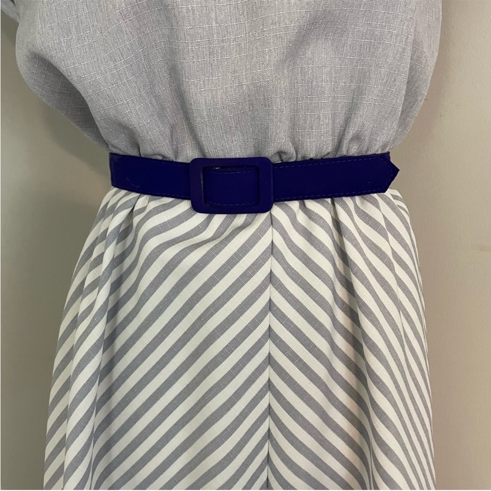 Vintage 70s Dress Women’s M Stripe Cap Dolman Sleeve A-Lime Blouson‎ Midi - Picture 4 of 10